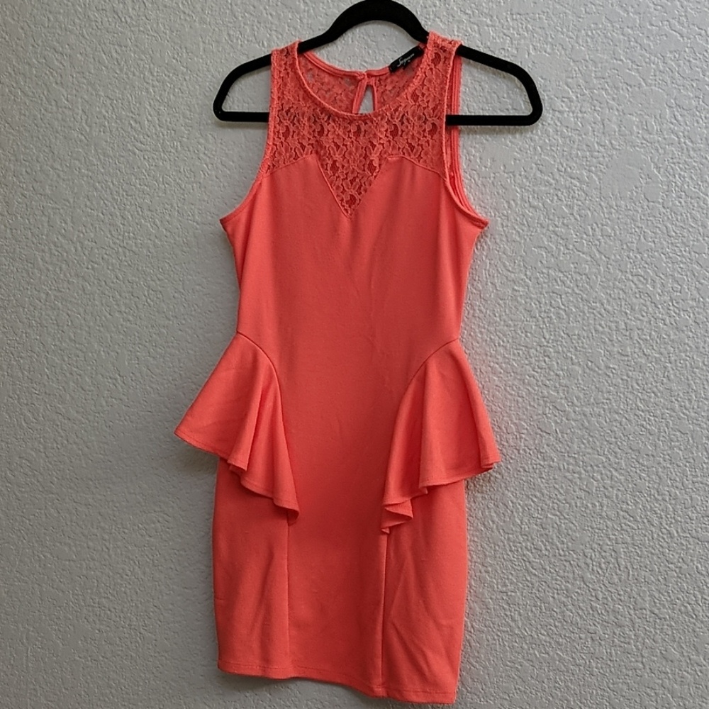 Coral peplum dress
